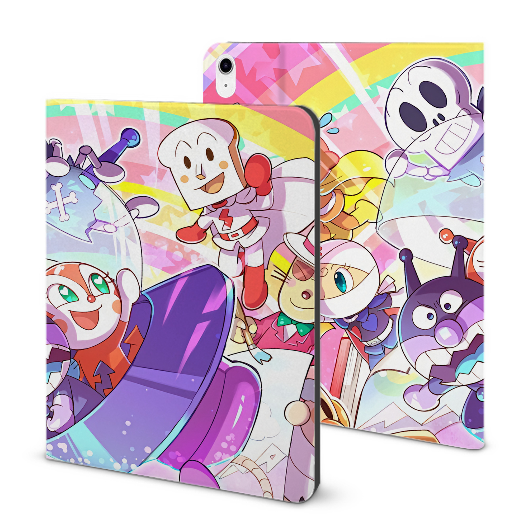 （画像用） アンパンマン Anpanman IPad ケース ブック型 PUレザー TPU 耐衝撃 軽量 薄型 ペン収納なし 全面保護 IPad 各モデル対応